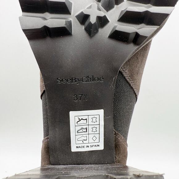 See by Chloe Womens Mallory Ankle Boot EU 37.5 US 7.5 Grey Calf Suede NIB - Picture 13 of 13